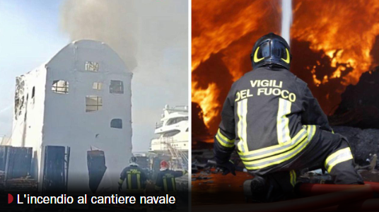 incendio yacht nella Darsena Pisana