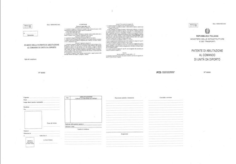 Patente nautica stampato